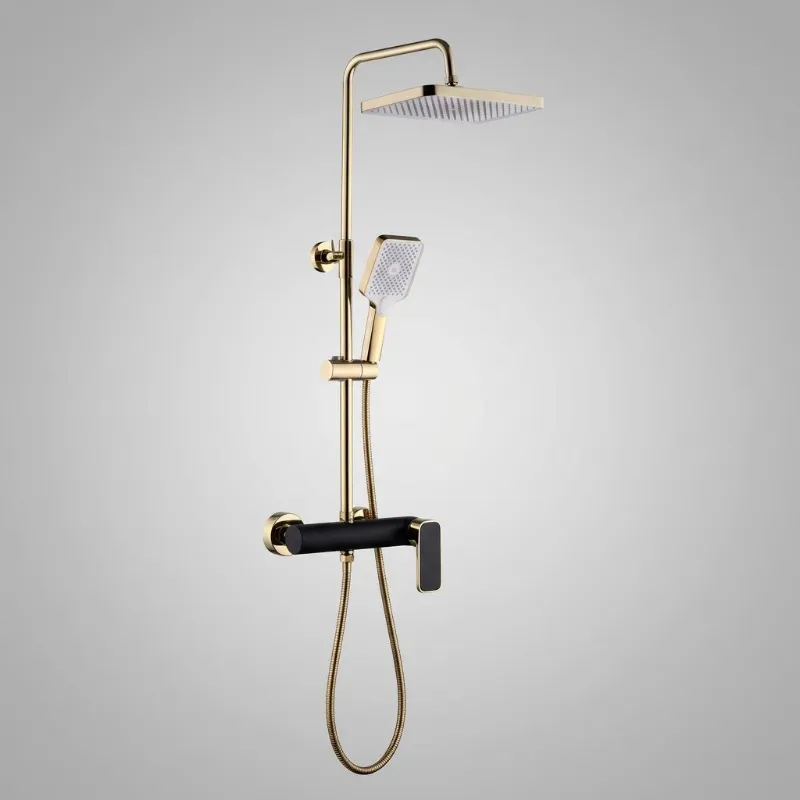 Black Gold Square Shower Set
