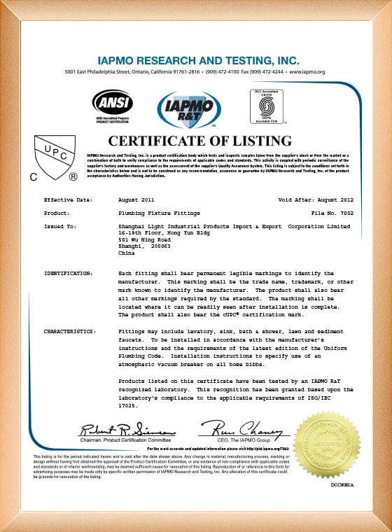 Kingsdom UPC IAPMO kitchen faucet certification