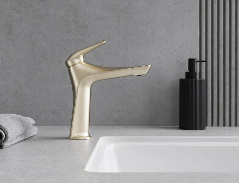 Modern Brushed Gold Single-Handle Basin Faucet