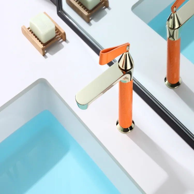 Modern Leather Textured Brass Basin Faucet